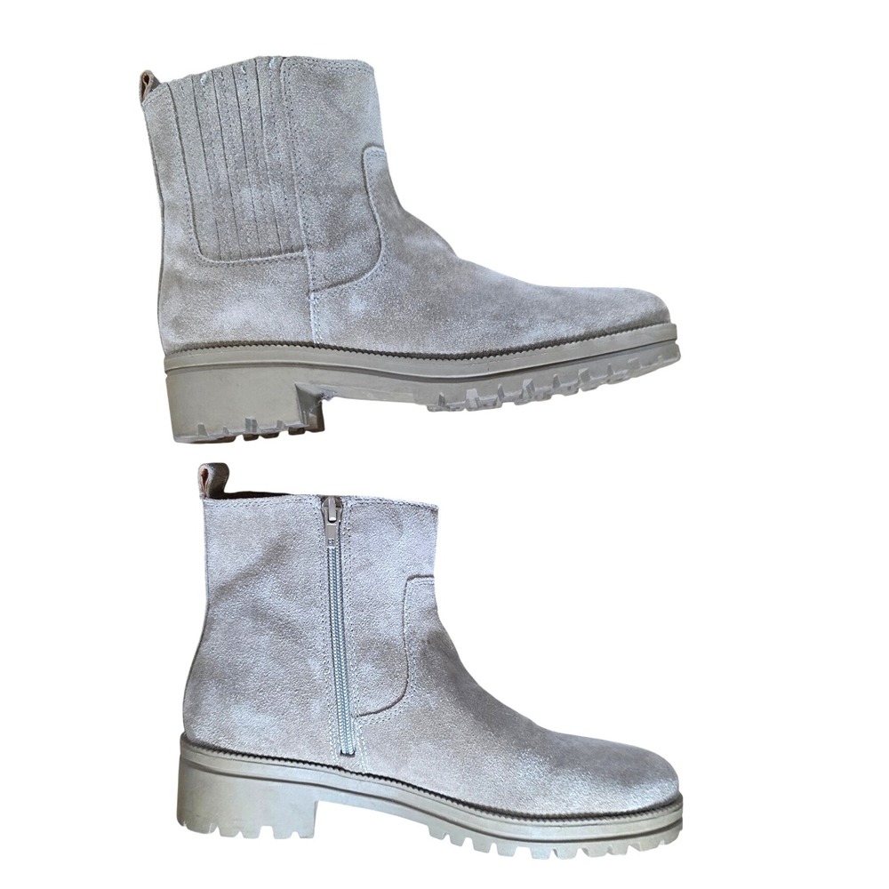 Lucky Brand Hazyl‎ Fossilized Suede Chelsea Lug Sole Boots Taupe Women's 7.5M
